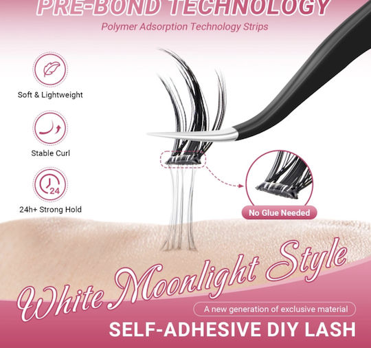 Nagaraku No Glue Needed Diy False Lashes Tweezers White Moonlight Style