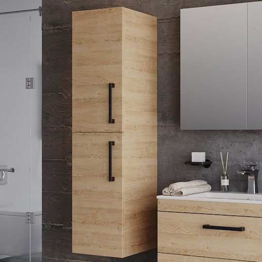Martin Santa Wall Hung Cabinet Matte Lacquer Bathroom Column Cabinet L35xD32xH160cm Natural