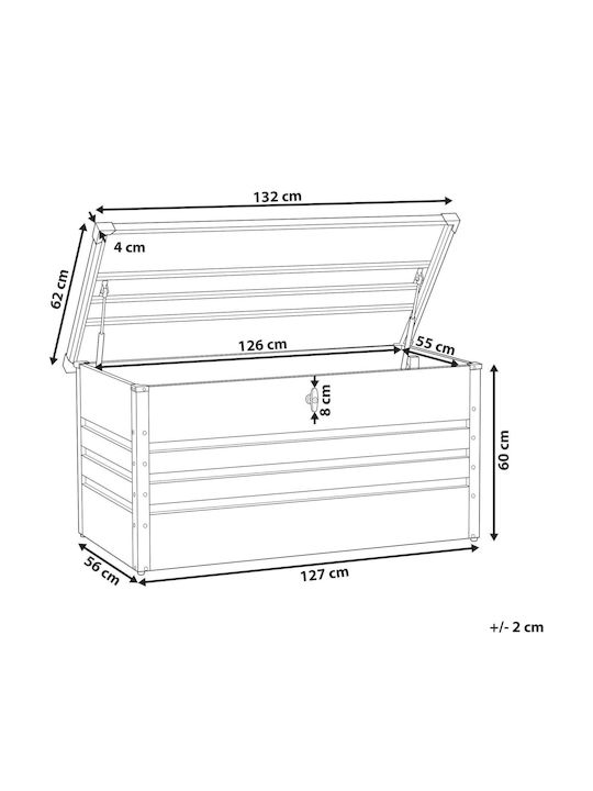 Beliani Cutie de depozitare pentru exterior Metalic 400lt Gri L132xW62xH64buc