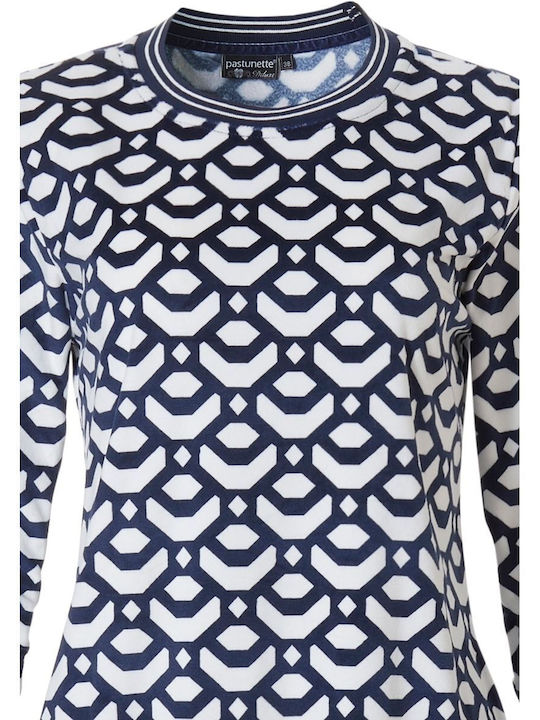 Pastunette Winter Damen Pyjama-Set White-Blue