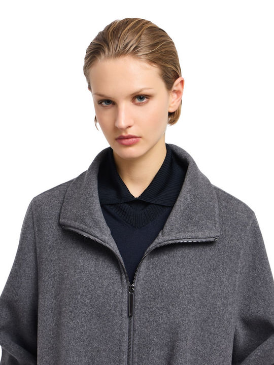 Wolle Damen Gray Mantel