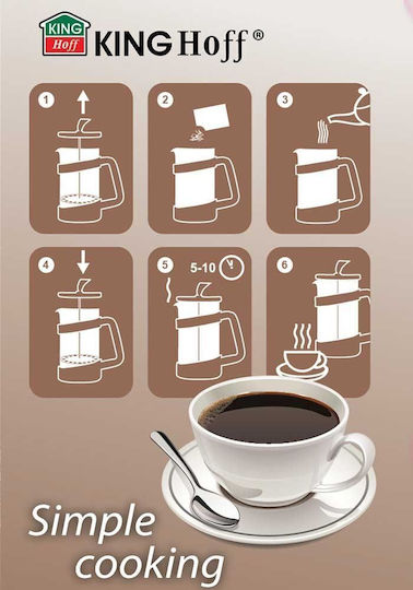 KING Hoff Manual Filter Coffee Maker Stainless Steel Black 600ml