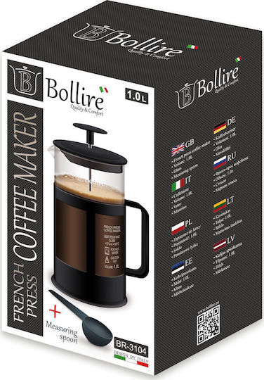 Bollire Manual Filter Coffee Maker Stainless Steel Black 1L