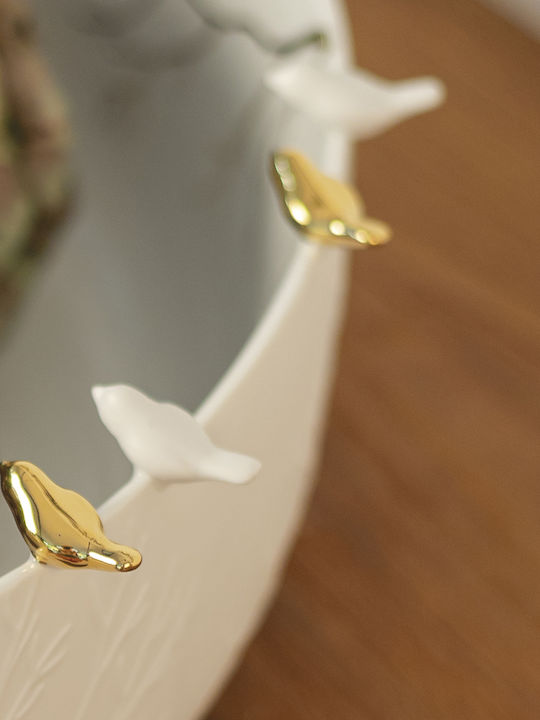 Raeder Birds Large Bol Decorativ Porțelan Alb 35.5x35.5x10cm 1buc