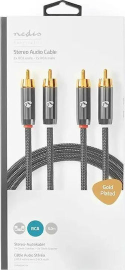 Nedis Profigold Кабел 2x RCA мъжки - 2x RCA мъжки 5м