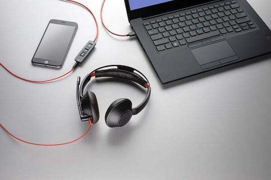 Poly Blackwire C5220 На ушите Мултимедийни слушалки с микрофон и връзка USB-C в Черен цвят