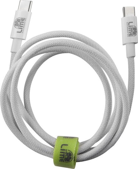 Lime Braided USB 2.0 Cable USB-C male - USB-C 68W PD Πράσινο 1m Bulk