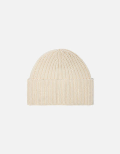 Beanie Unisex Σκούφος Πλεκτός σε Λευκό χρώμα