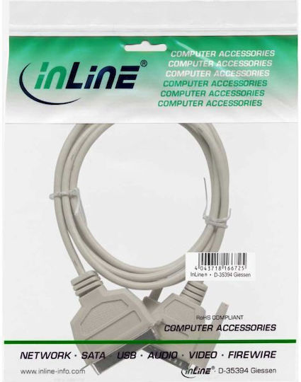 InLine Кабел RS232 25-пинов мъжки към Паралелен 36-пинов мъжки 5м (11435) 1бр