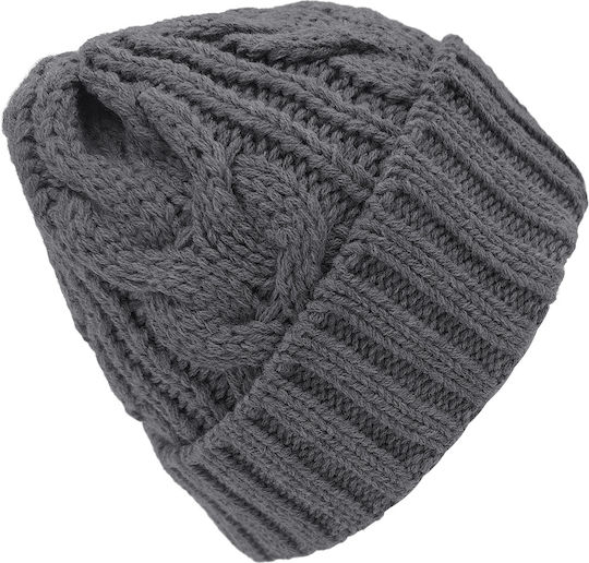 Beanie Unisex Beanie with Knit in Gray color