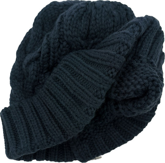 Beanie Unisex Beanie mit Strickmuster in Marineblau Farbe