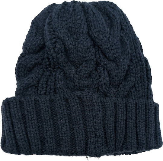 Beanie Unisex Beanie mit Strickmuster in Marineblau Farbe