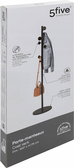 Wooden Coat Rack Black 37x37x176cm