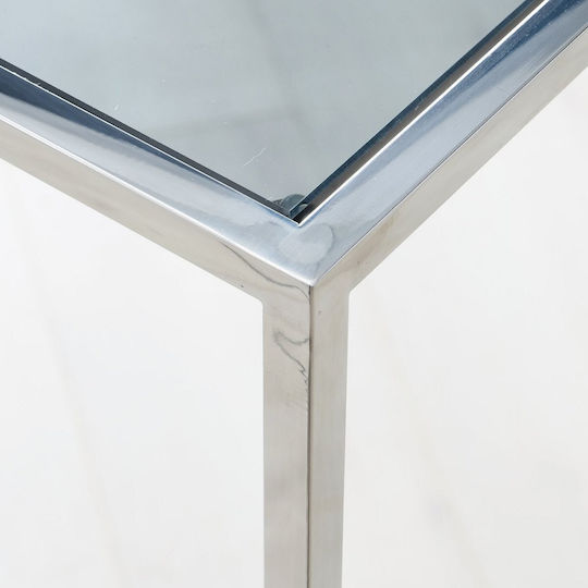 Konsolentisch-Set/2 Salsa 70x28x70,50cm 80x33x80,50cm Edelstahl Silber Grau Glas