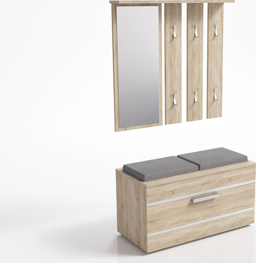 Антре с Огледало / Закачалка / Шкаф за обувки & Пейка Сонома 85x45x35бр