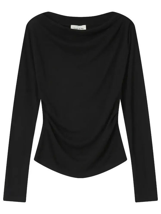 Women's Summer Blouse Long Sleeve Noir