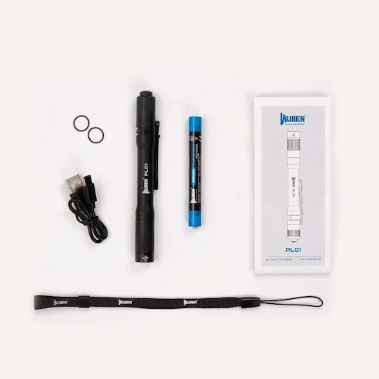 Wuben Rechargeable Flashlight LED IP68 with Maximum Brightness 650lm Black