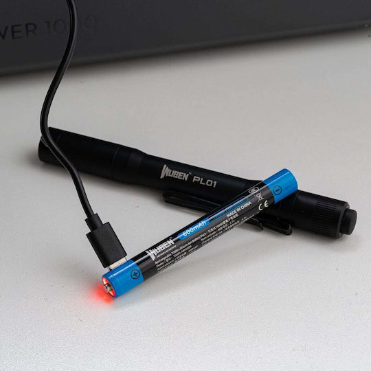 Wuben Rechargeable Flashlight LED IP68 with Maximum Brightness 650lm Black
