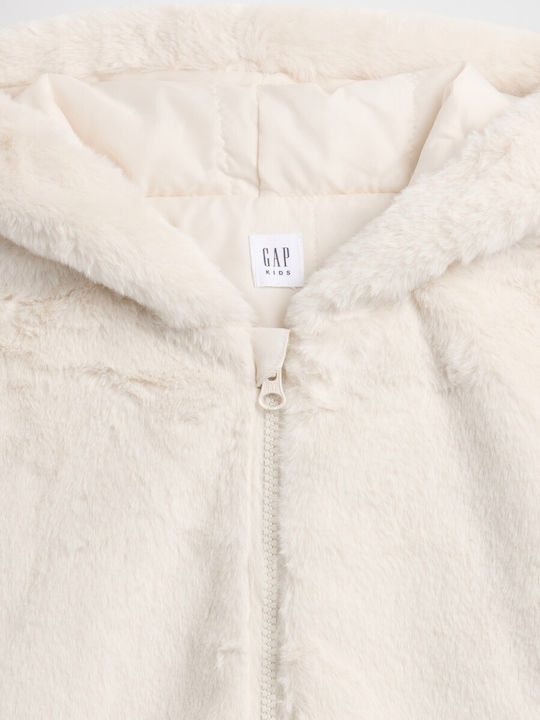 Kids' Fur Long with Hood Ivory Cream Frost