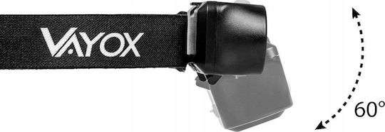 Vayox Stirnlampe LED mit maximaler Helligkeit 250lm Schwarz