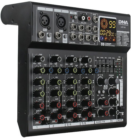 Denon DNA QFX6 Consolă Analogică 6 Canale cu Putere Fantomă & 2 Intrări XLR & Bluetooth