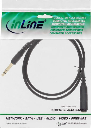 InLine Kabel 6,3mm Stecker - 6,3mm Buchse 1m Schwarz (99971)