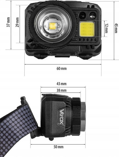Vayox Φακός LED με Μέγιστη Φωτεινότητα 500lm