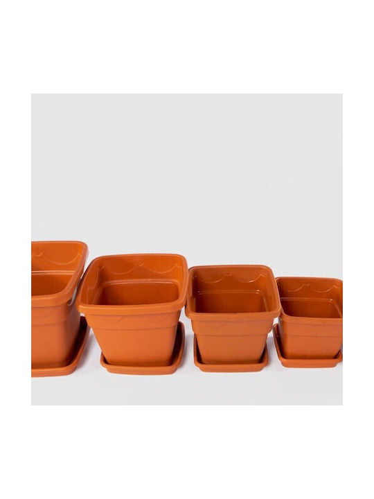 Square Planter Tray 28x21cm Brown Plastic
