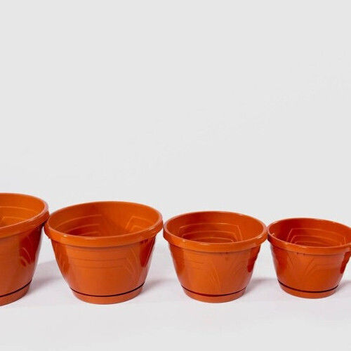 Premium Flower Pot Plastic Brown 14x10 Cm