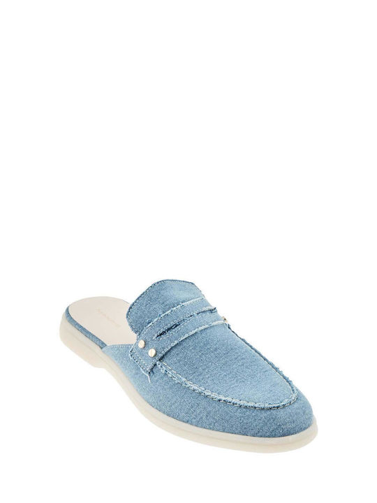 Mules with Heel in Blue Color