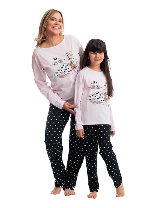 Sexen Kinder Schlafanzug Winterlich Baumwoll Rosa