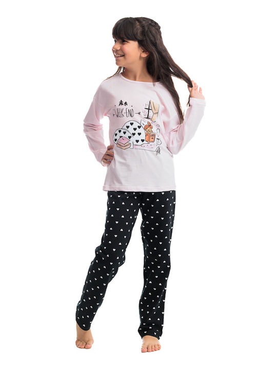 Sexen Kinder Schlafanzug Winterlich Baumwoll Rosa