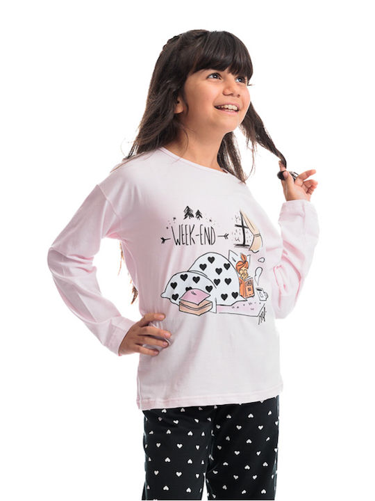 Sexen Kinder Schlafanzug Winterlich Baumwoll Rosa
