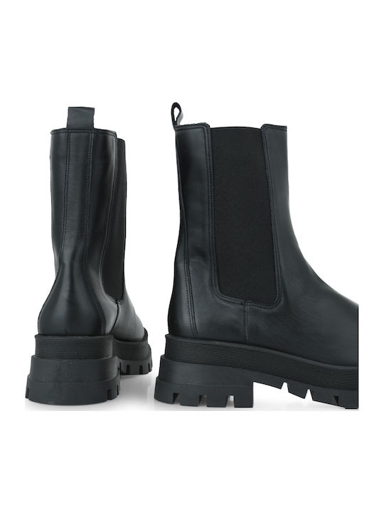 Leder Stiefeletten Damen Schwarz