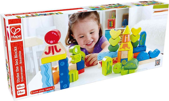 Hape Cuburi Marine Life Din Lemn Pentru 2+ Ani 48 Bucăți