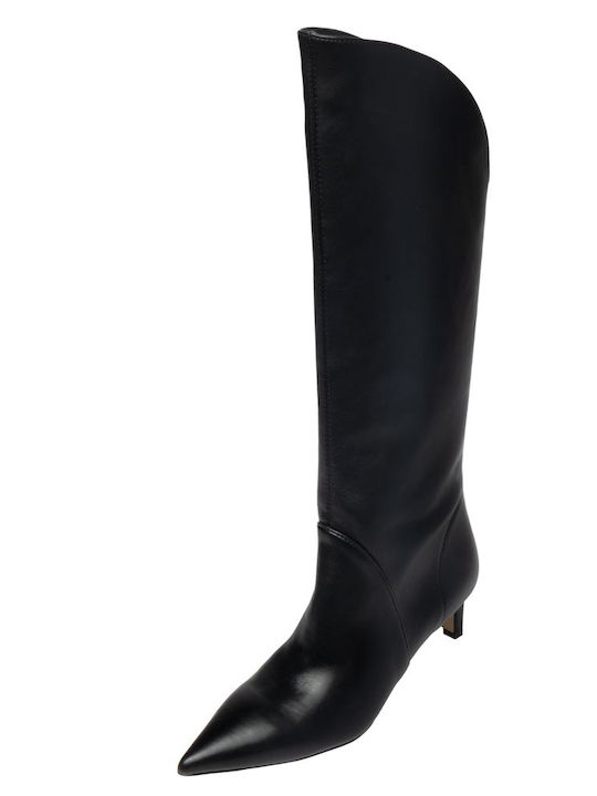 Synthetic Leather Medium Heel Women's Boots Brown