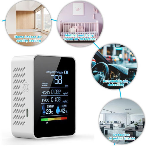 Digital Air Quality Monitor 5 In 1 Zn-mt05 CO2 Air Quality Temperature Humidity Meter 1200mAh