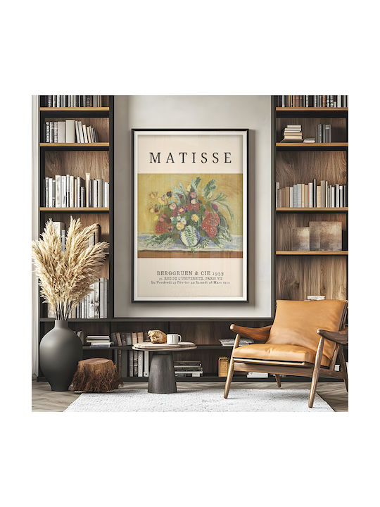 Poster Matisse Bouquet Flowers In A White Vase Art207 21cm x 30cm Premium Schwarzes Holzrahmen