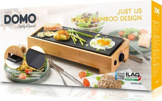 Domo Teppanyaki Grillplatte mit einstellbarem Thermostat 1000W 36x14cm