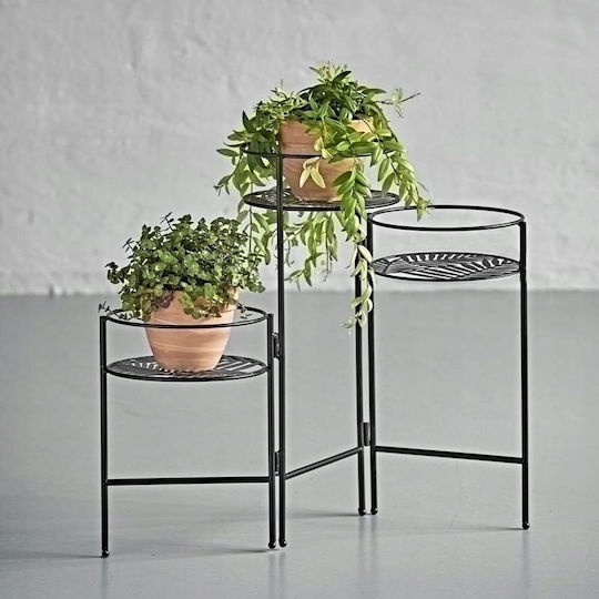 Atmosphera Leaf Βάση Γλάστρας Μεταλλική Μαύρη 49x22x66εκ.