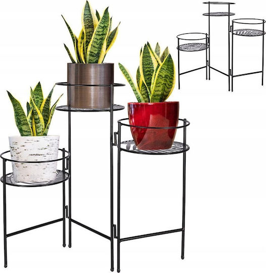 Atmosphera Leaf Βάση Γλάστρας Μεταλλική Μαύρη 49x22x66εκ.