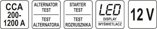 Yato YT-83113 Ψηφιακό Battery Tester με Κροκοδειλάκια