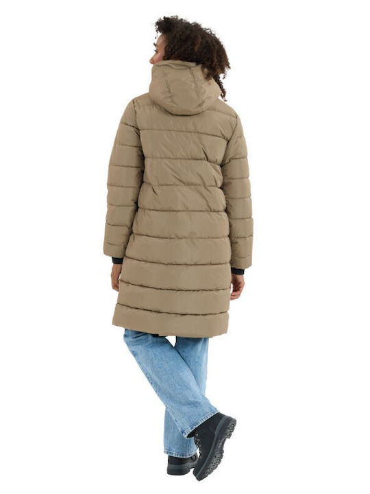 Lang Damen Puffer Jacke Wasserdicht für Winter Fallen Rock
