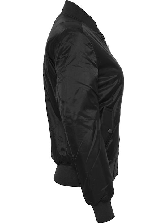Women's Short Bomber Jacket for Winter Black