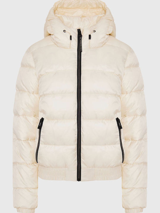 Kurzes Damen Puffer Jacke für Winter Beige