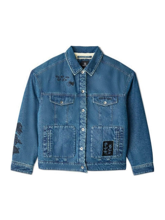 Keutchi Denim Κοντό Γυναικείο Τζιν Μπουφάν Μπλε