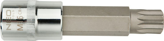 Neo Tools Long Walnut with Spline Head and Socket 1/2'' M14x100mm