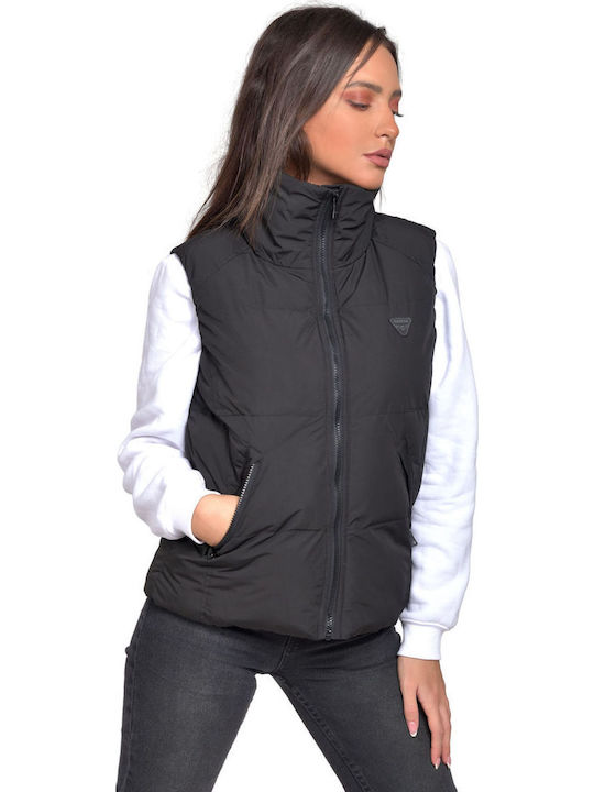 V104 Women's Short Puffer Jacket for Winter Black