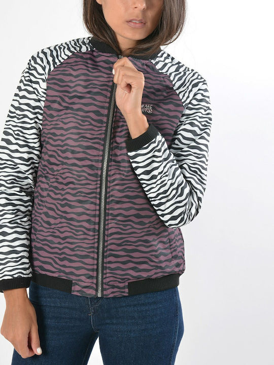 Κοντό Γυναικείο Bomber Jacket Μωβ