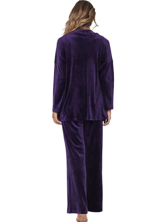 Pastunette Winter Damen Pyjama-Set Lila